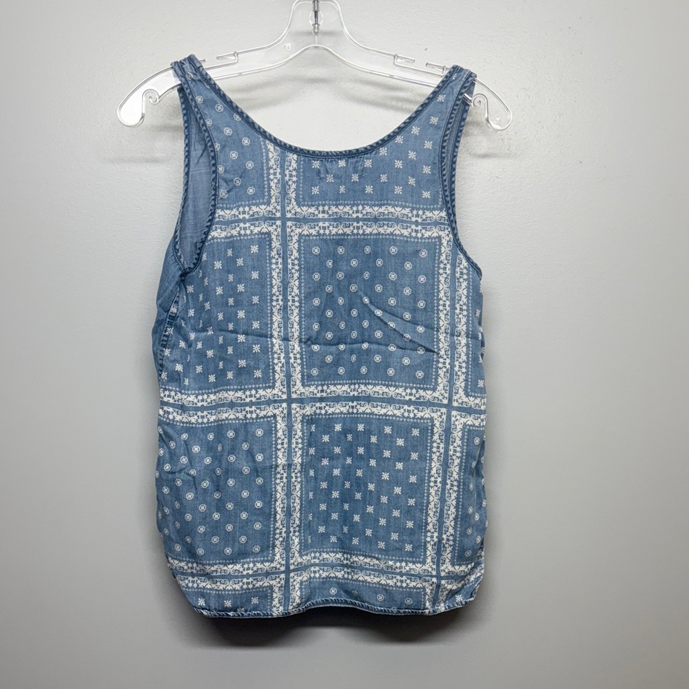 life in progress Chambray Bandana Print Boho Lightweight Sleeveless Top